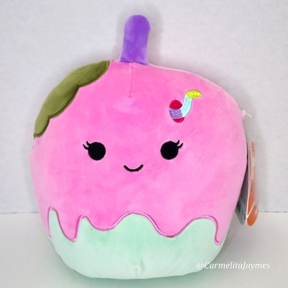 🎃 MONDI 🍎🪱 Pink Mint Candy Apple wWorm Halloween 2024 Original Squishmallow
